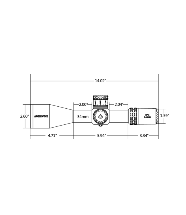 Arken EP5 5-25X56 FFP MIL VPR Reticle with Zero Stop