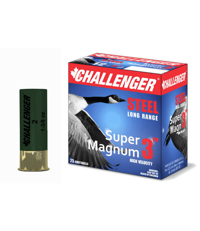 Challenger Super Mag 12 GA, 3", 1-1/4oz, #3  Steel 25rds