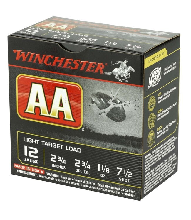 Winchester  AA 12 GA #7.5", 2 3/4" 11/8OZ 2 3/4DR 25RS/BOX