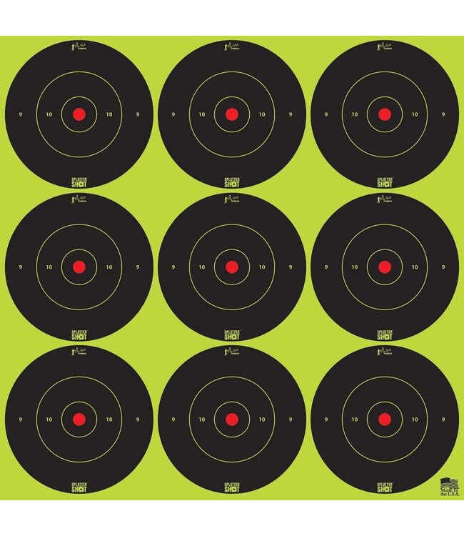 Pro-Shot SplatterShot Self-Adhesive Paper 2" Bullseye Yellow Target Paper w/Black Target 12 Per Pack