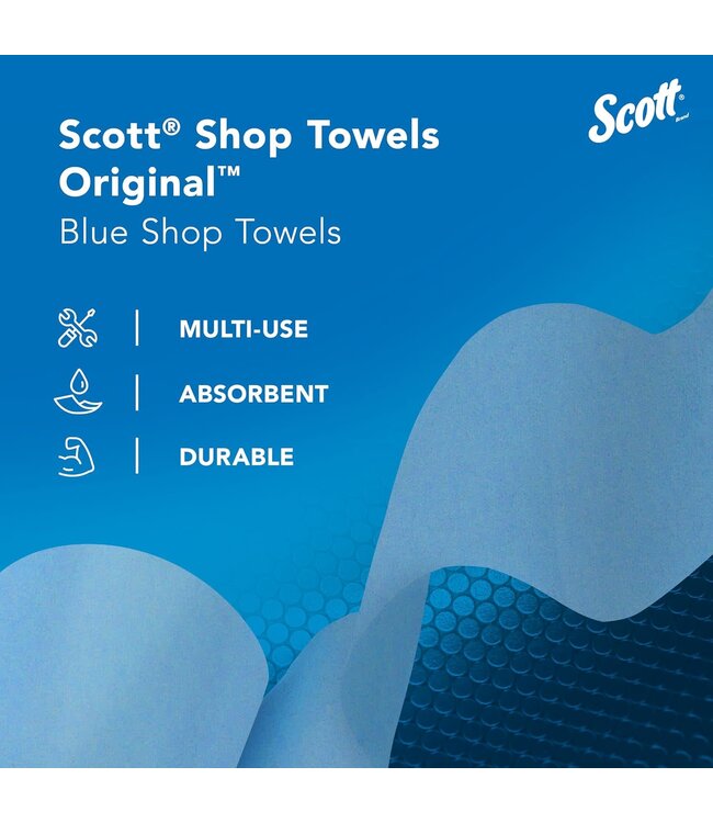 Scott® Shop Towels Original™  Original Blue Shop Towels, 9.4"x11" sheets 55 Towels/Roll