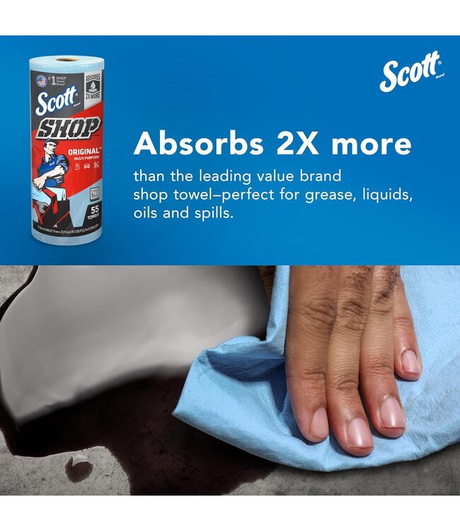 Scott® Shop Towels Original™ Original Blue Shop Towels, 9.4"x11" sheets