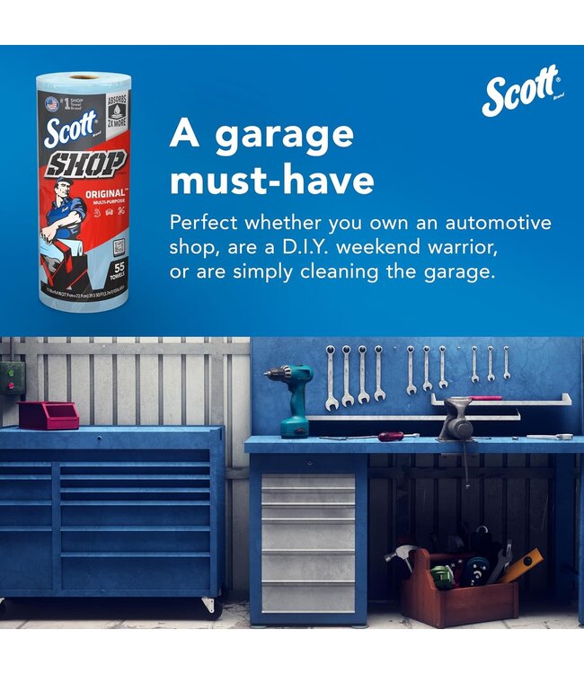 Scott® Shop Towels Original™ Original Blue Shop Towels, 9.4"x11" sheets