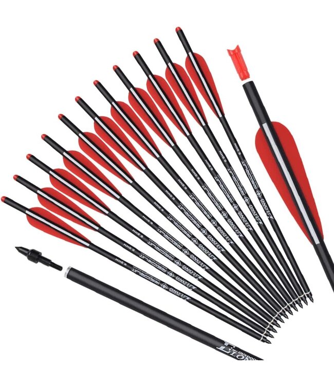 Carbon Crossbow Bolts 18" Hunting Archery Arrows with 4" Vanes Replaced Arrowhead Tip (Pack of 12)