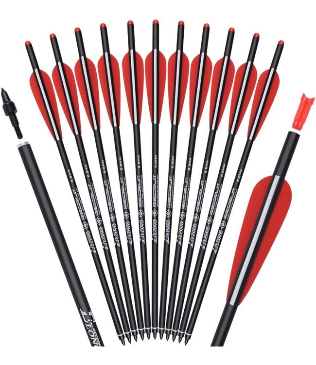 Carbon Crossbow Bolts 22" Hunting Archery Arrows with 4" Vanes Replaced Arrowhead Tip (Pack of 12)