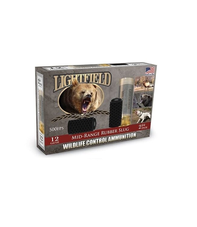 LIGHTFIELD 12GA 2-3/4" WILDLIFE CONTROL MID-RANGE RUBBER SLUG 5RS/BOX