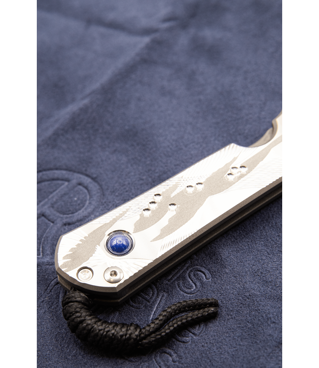 Chris Reeve Large Sebenza 21 Unique Blue Star Sapphire/Ladder Damascus