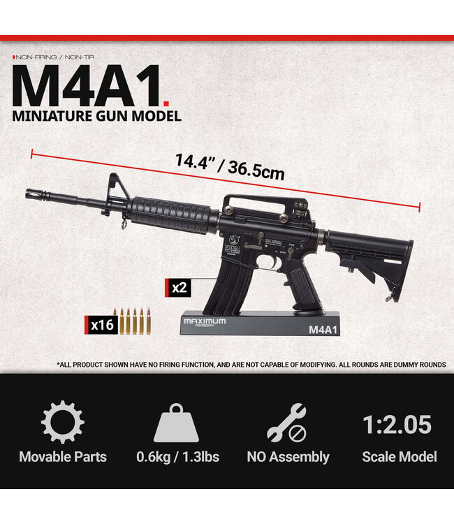 MAXIMUM ARMORY M4A1 - Black - 1:2.05 Miniature