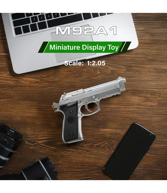 MAXIMUM ARMORY Beretta M92 - Silver - 1:2.05 Miniature