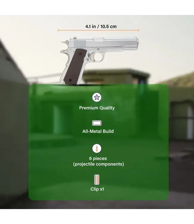 MAXIMUM ARMORY M1911 - Silver - 1:2.05 Miniature