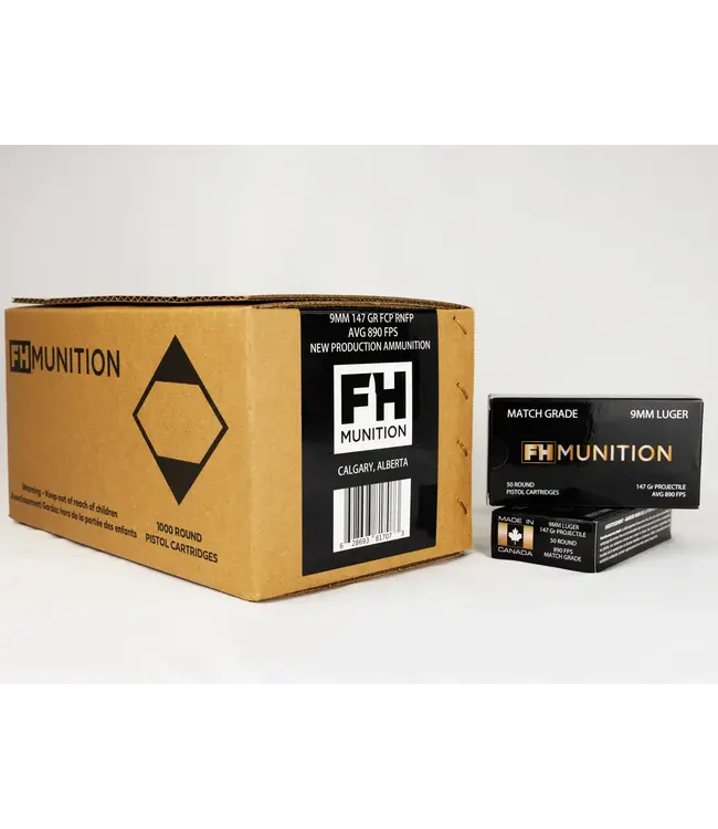 FH Munition Inc. Match Grade 9MM 147GR  FMJ 1000RS/CASE