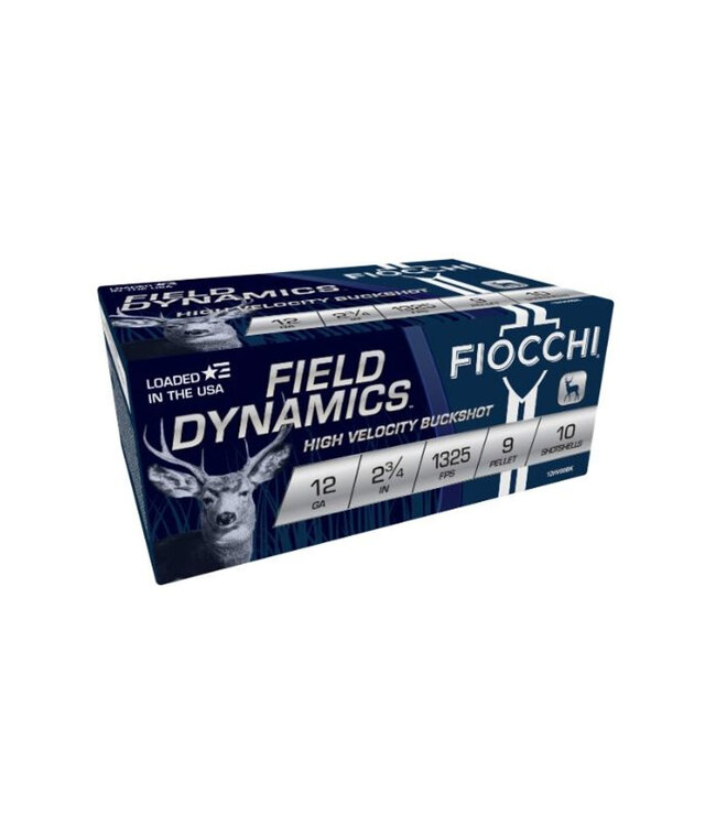 Fiocchi Field Dynamics Buckshot - 12GA, 2-3/4", 9 Pellet 10 Rds