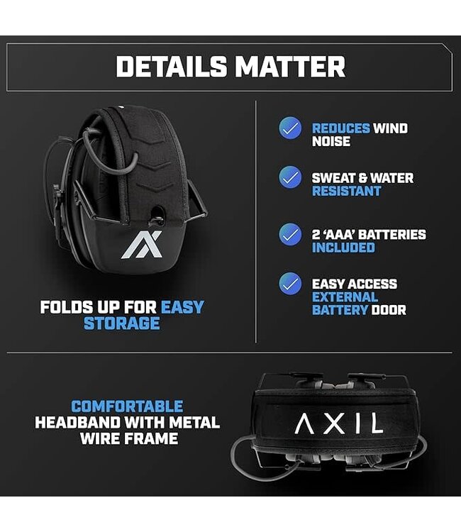 AXIL TRACKR BLU Electronic Earmuffs w/ Bluetooth
