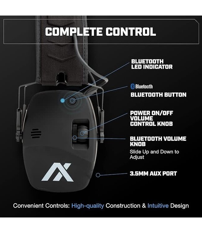 AXIL TRACKR BLU Electronic Earmuffs w/ Bluetooth