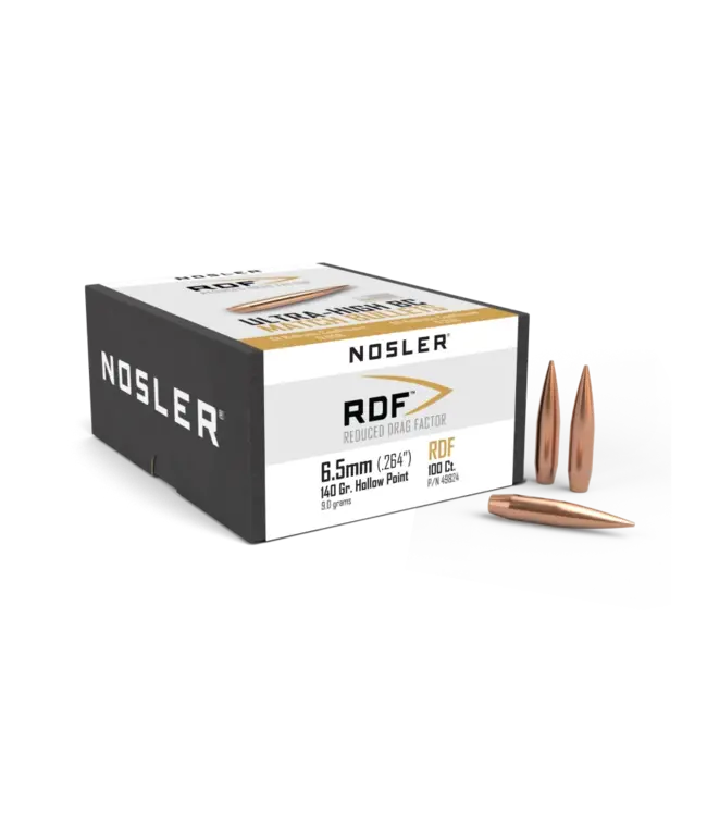 Nosler RDF 6.5mm 140 gr HPBT Rifle Bullet, 100/box - 49824