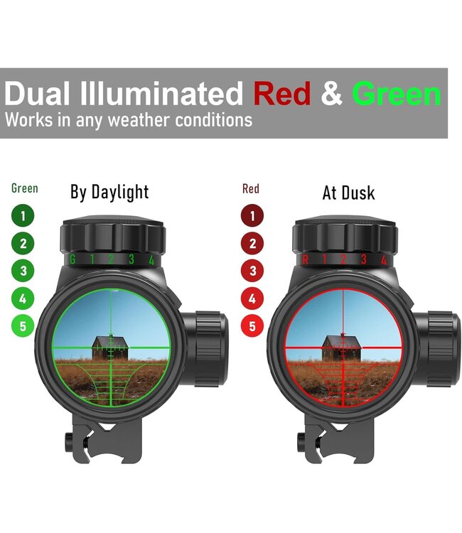 Rifle Scope 6-24x50 AO  Includes Illuminated Red Reticle with 11mm Dovetail Mounts,Includes Blue/Green Lens-for Hunting,Shotguns,and High-Powered,Long-Range Shooting with Rimfire,and Air Guns