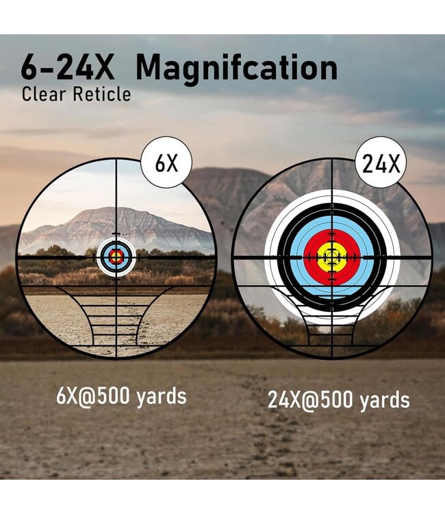 Rifle Scope 6-24x50 AO  Includes Illuminated Red Reticle with 11mm Dovetail Mounts,Includes Blue/Green Lens-for Hunting,Shotguns,and High-Powered,Long-Range Shooting with Rimfire,and Air Guns