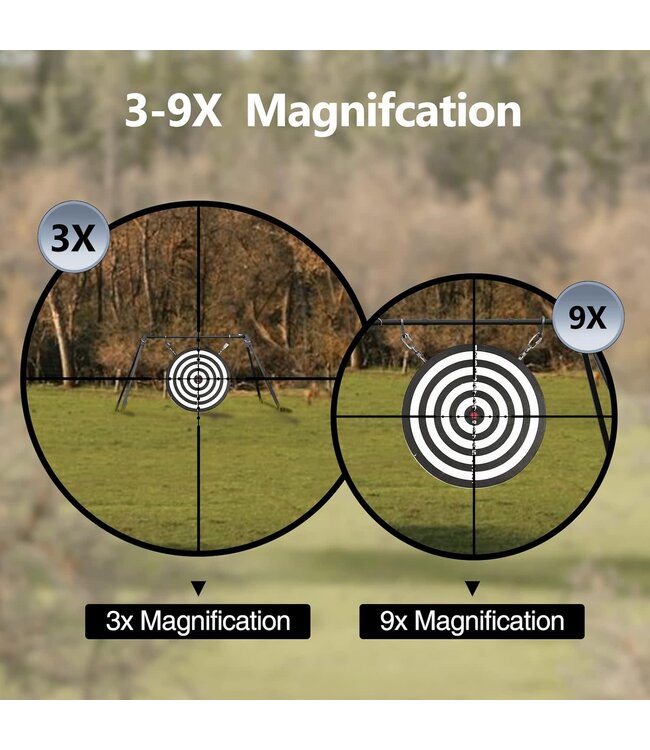 Compact  3-9x40 Rifle Scope Crosshair Reticle with Mounts for Quick Aiming