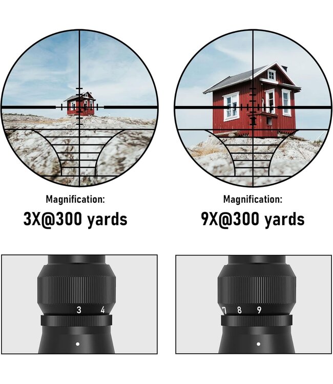 Rifle Scope  3-9×40 with Rangefinder Reticle with 20mm Picatinny Mounts,Waterproof and Fog-Proof for Hunting
