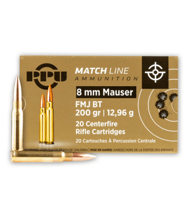 Prvi PPU Match 8x57 (Mauser) 200 Gr FMJ Ammunition 20RS/Box
