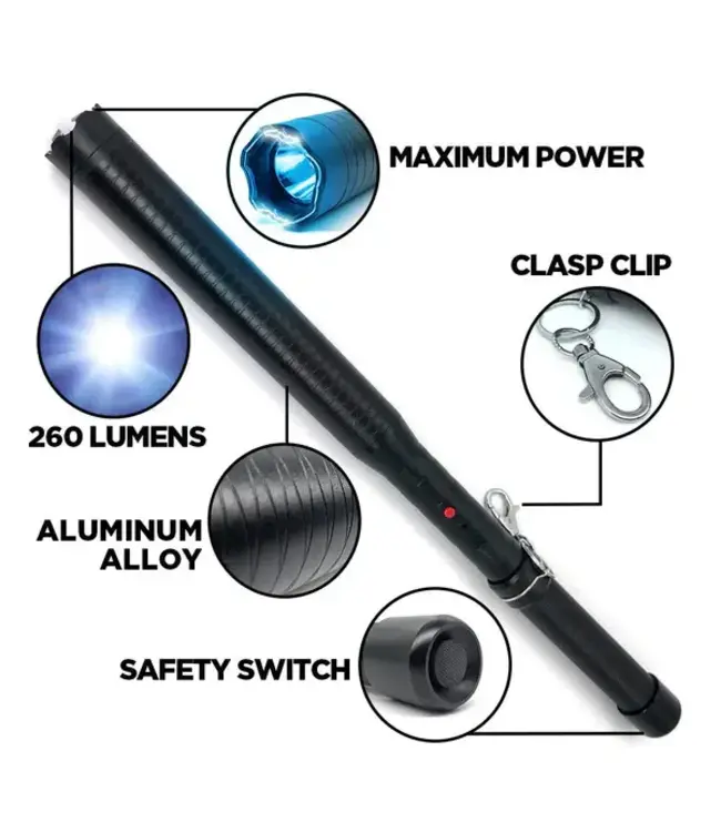 ShockGuard Flashlight Stun Baton 1000V output 510mm Fixed Overall Length .