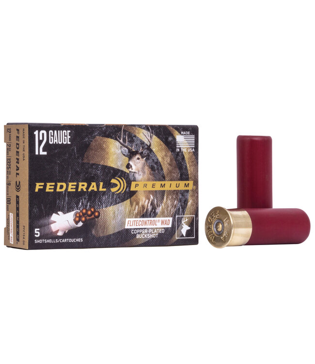 FEDERAL PREMIUM FLITECONTROL 12Ga 3" 12PELLET  00 BUCK 5Rs/ Box