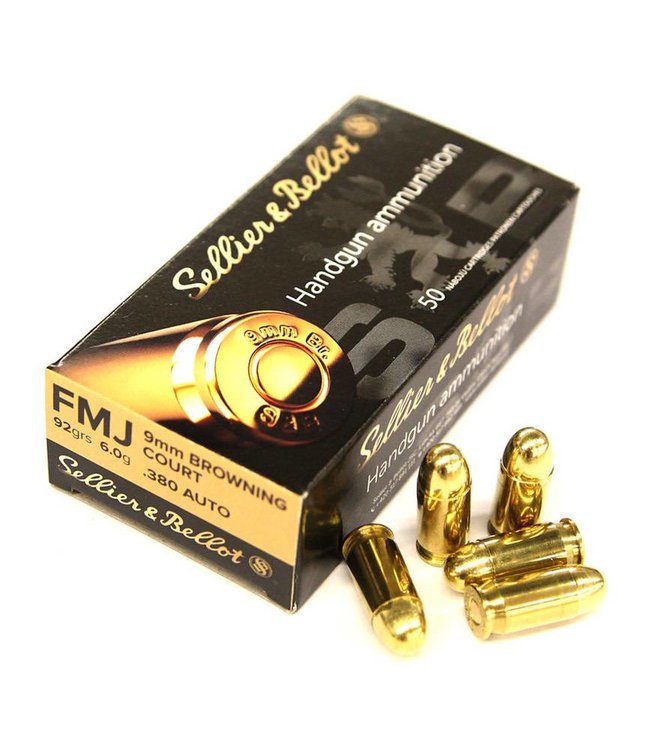 Sellier & Bellot .380 Auto / 9mm Browning Court 92GR FMJ - 50/Box