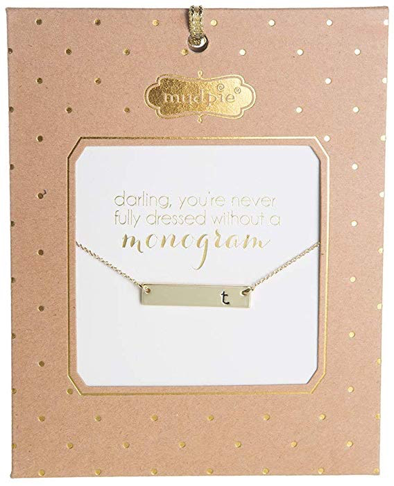Mud Pie Chelsea Initial Bar Necklace-T