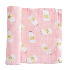 Mud Pie Pink Milk Muslin Swaddle Blanket