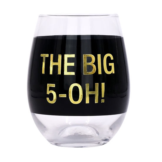 About Face Designs - Big 5-Oh! Wine Glass