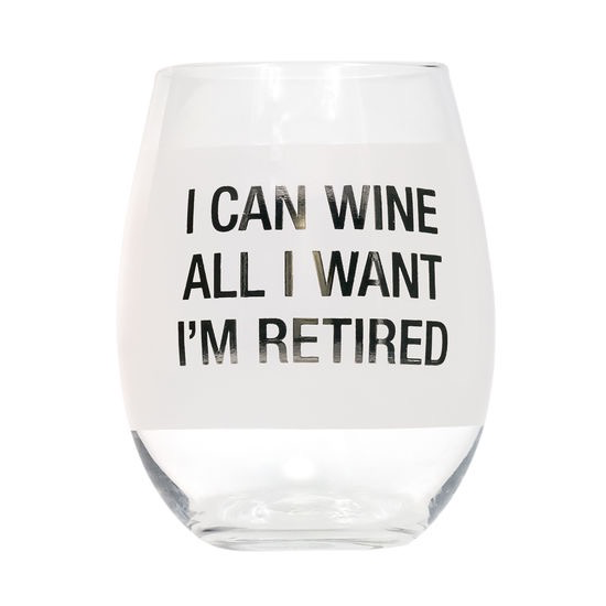 About Face Designs - I'm Retired Wine Glass