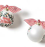 Coton Colors: Merry Christmas Holly Branch  Glass Ornament