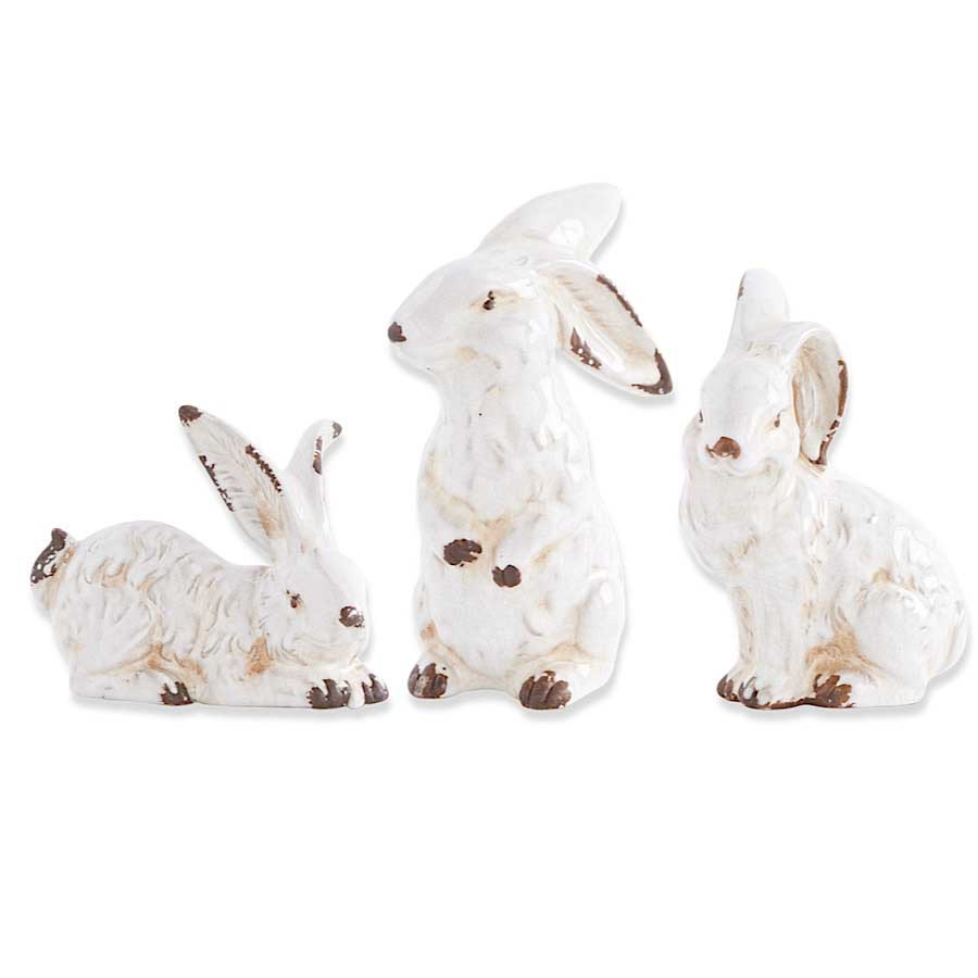 7" Assorted Vintage White Ceramic Bunnies
