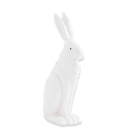 8.5 inch White Porcelain Rabbit Sitting w/ Ears Up