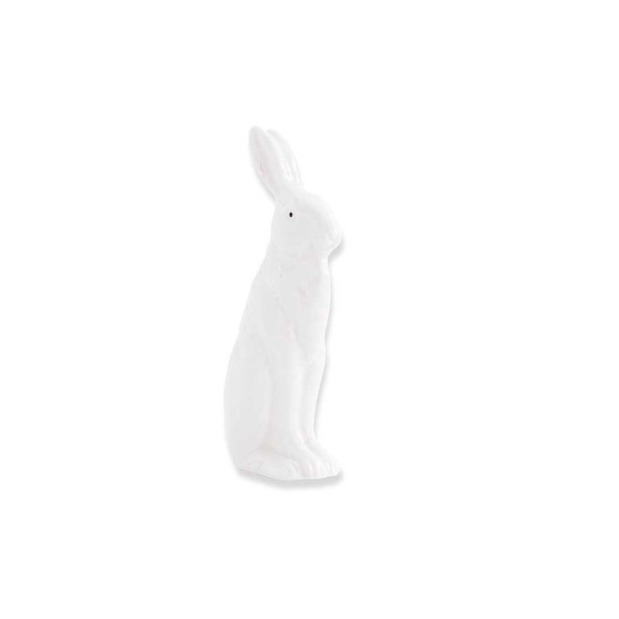 4.75 inch White Porcelain Rabbit Sitting w/ Ears Up