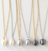 Rebeca Pearl Single Necklace - Gold - Black Pearl