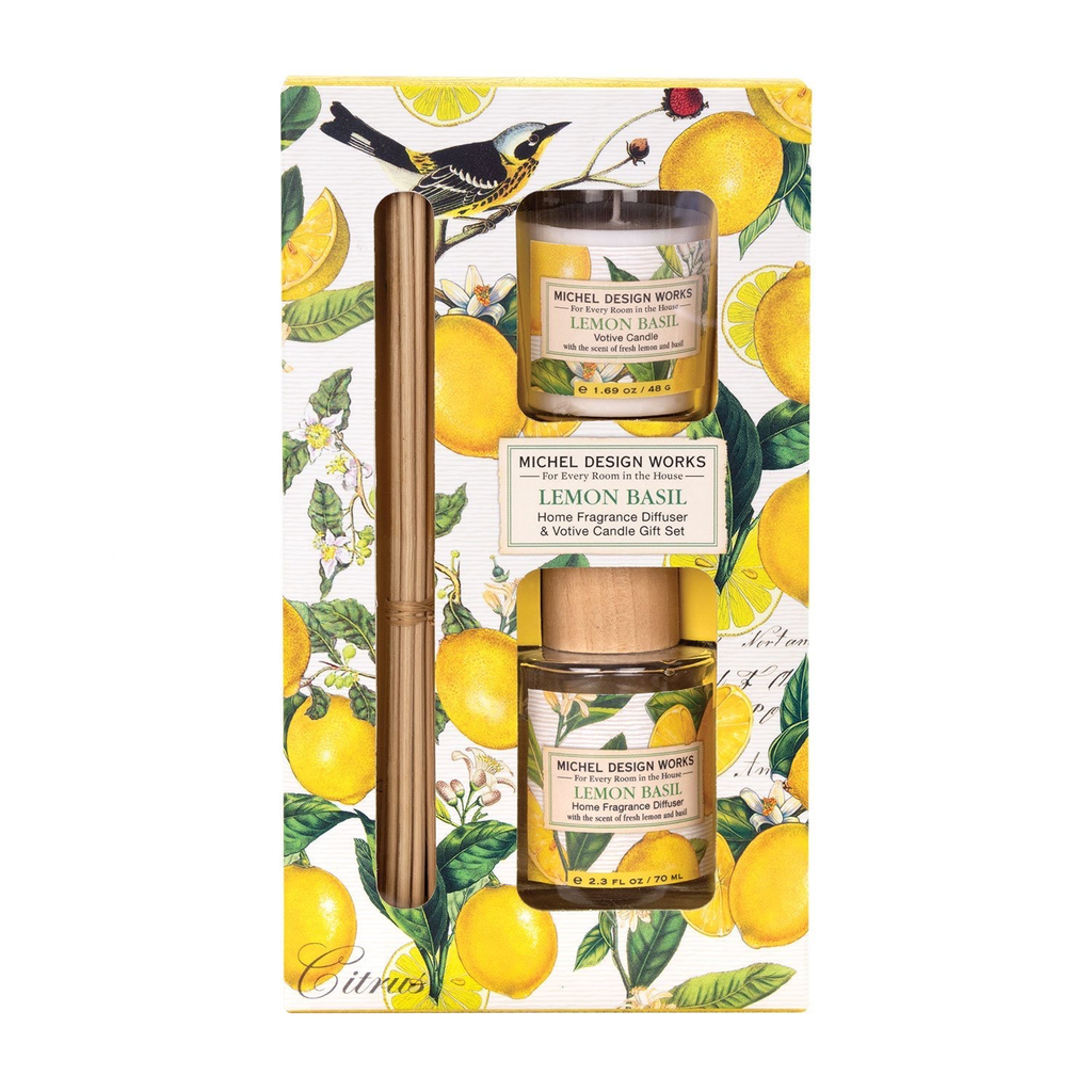Michel Design Works - Home Fragrance Diffuser & Candle Gift Set/Lemon Basil