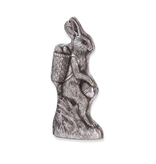 11.25” Antique Silver Resin Embossed Bunny w/ Backpack & Eggs
