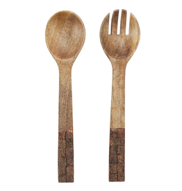 Mud Pie Bark Wood Salad Servers
