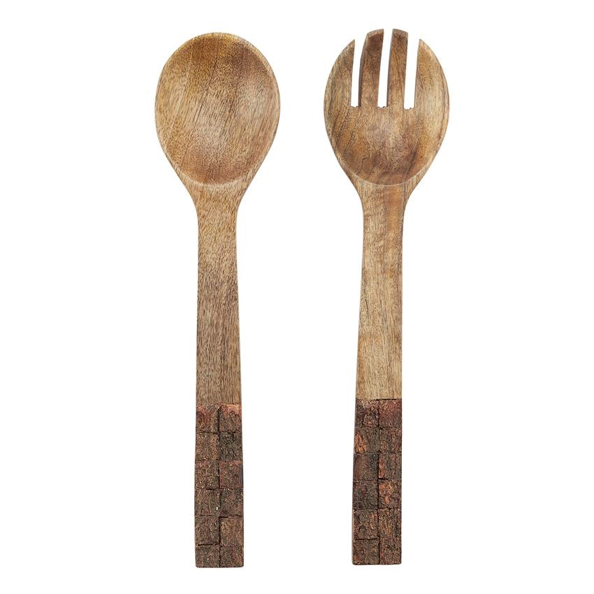 Mud Pie Bark Wood Salad Servers