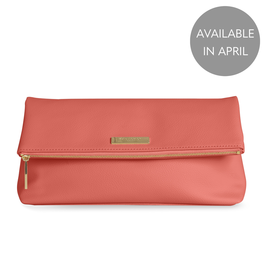 Katie Loxton Alise Soft Pebble Fold Over Clutch - Coral