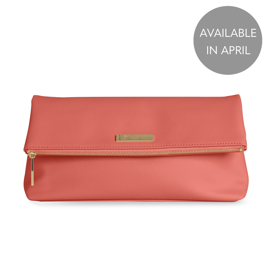 Katie Loxton Alise Soft Pebble Fold Over Clutch - Coral