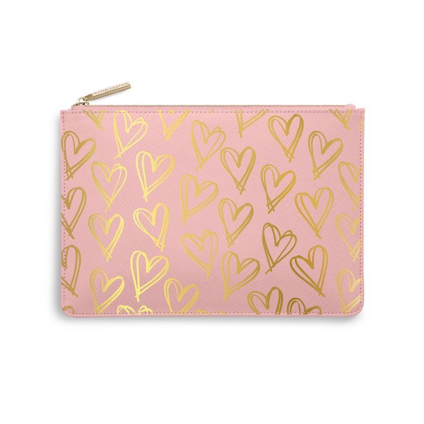 Katie Loxton Perfect Pouch - Heart Print - Pink