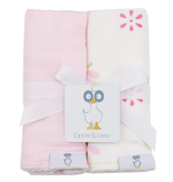 GooseWaddle 2 PK Muslin & Terry Cloth Burp Cloth - Flowers/Pink