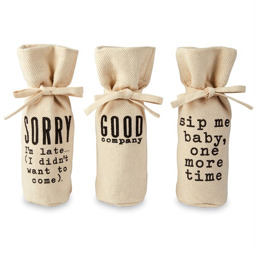Mud Pie Sorry Dhurrie Wine Bag