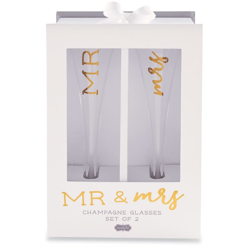 Mud Pie Mr. & Mr. Champagne Glass Set