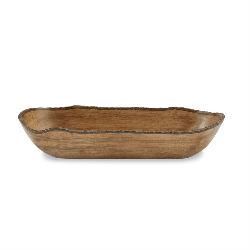 Mud Pie Bark Wood Oval Bowl