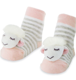 Mud Pie Pink Sheep Rattle Toe Socks