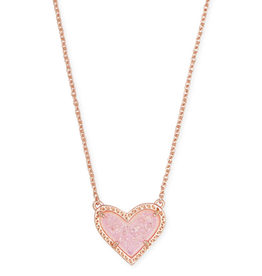 Kendra Scott - Ari Heart Pendant in Pink Drusy