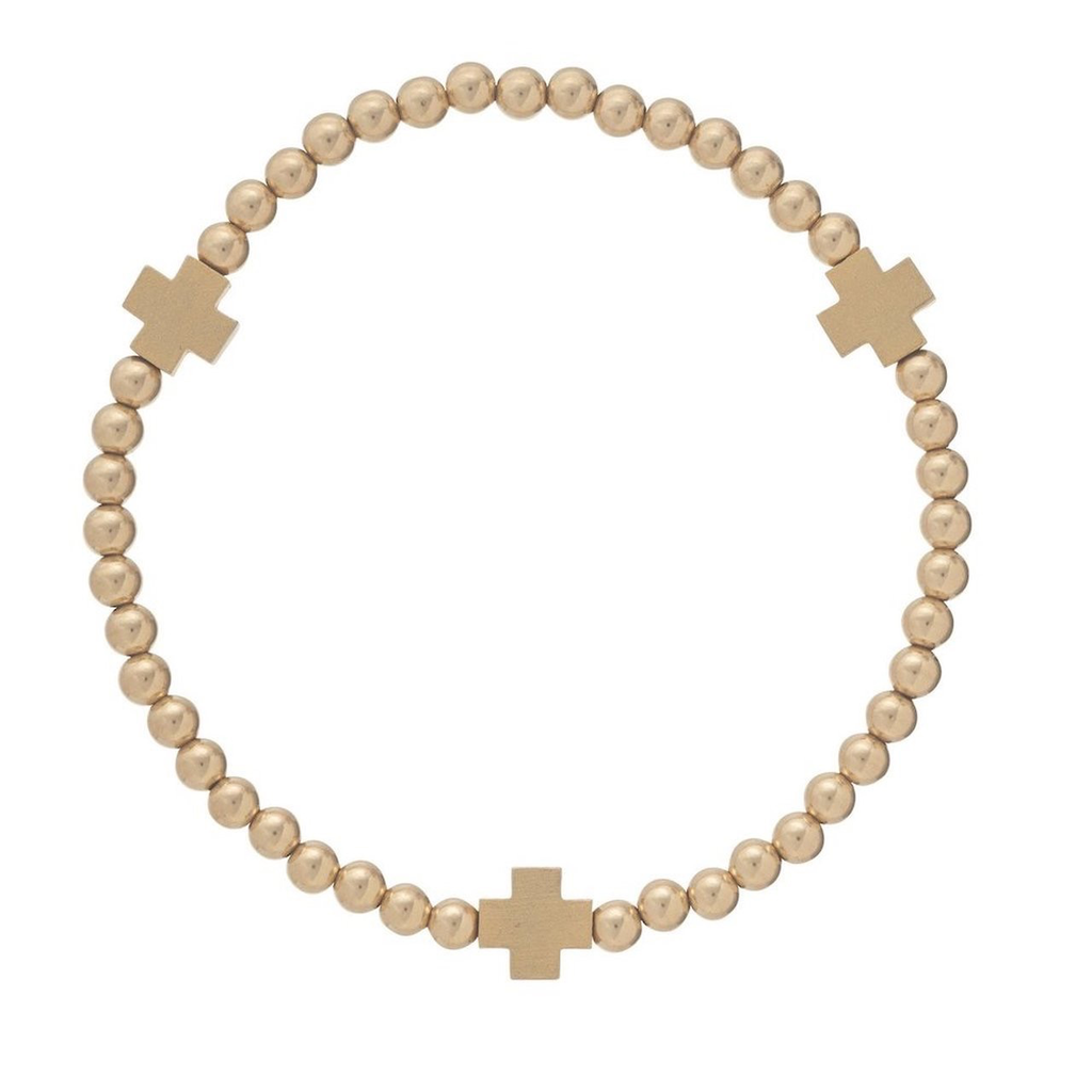 enewton - Cross Matte Gold Pattern 4mm Bead Bracelet/Gold
